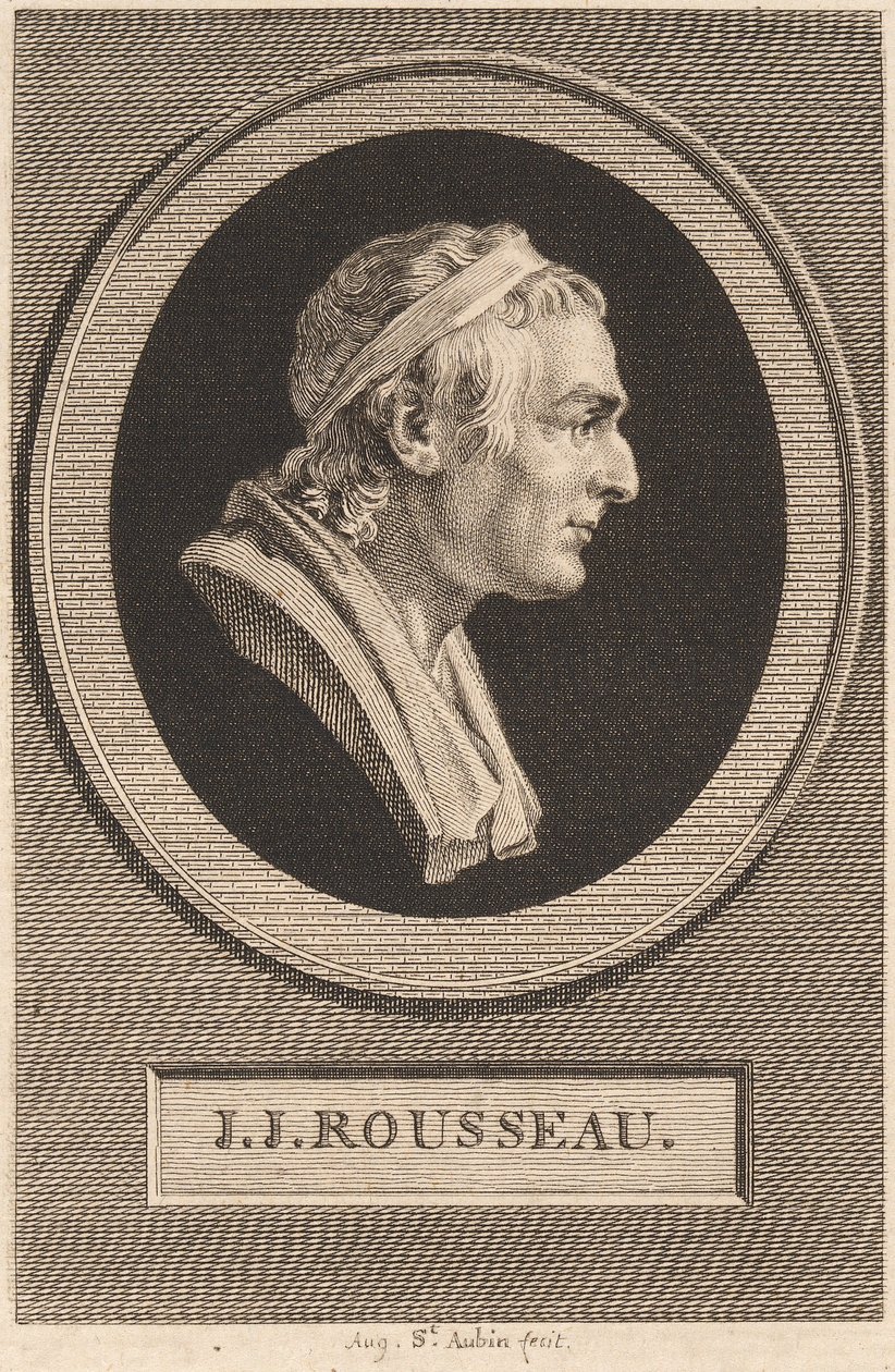 Jean-Jacques Rousseau da Augustin de Saint Aubin after Jean Antoine Houdon