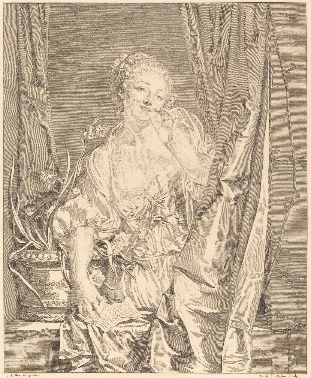 Il bacio inviato da Augustin de Saint Aubin after Jean Baptiste Greuze