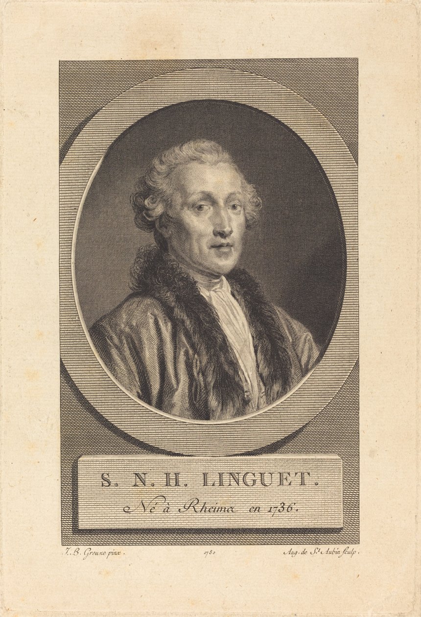 Simon-Nicolas-Henri Linguet da Augustin de Saint Aubin after Jean Baptiste Greuze