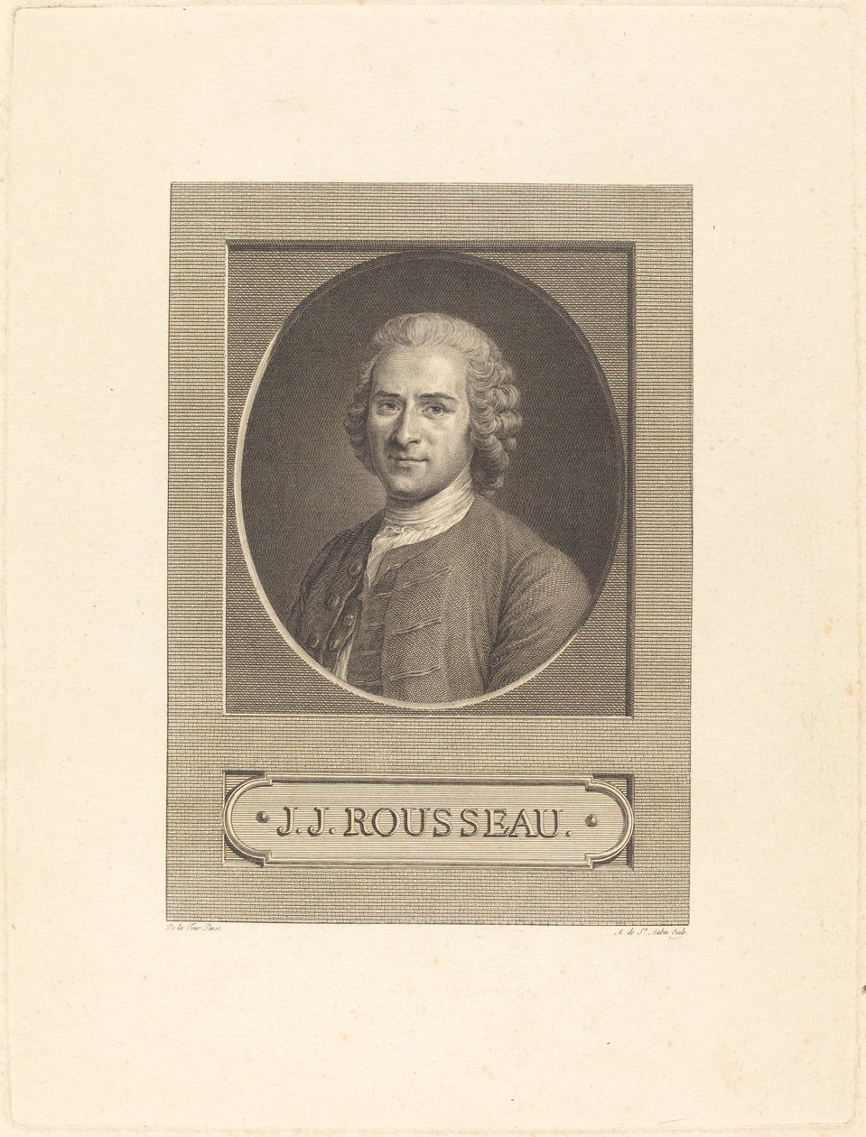 Frontespizio: J.J. Rousseau da Augustin de Saint Aubin after Maurice Quentin
