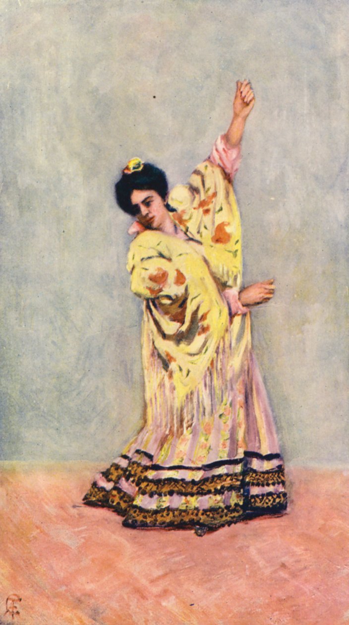 Zingaro spagnolo che balla la tanga (litografia a colori) da Augustine Fitzgerald