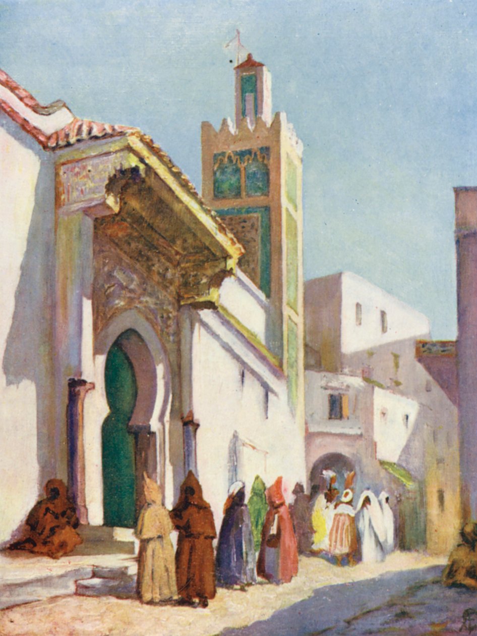 La Grande Moschea, Tangeri (litografia a colori) da Augustine Fitzgerald