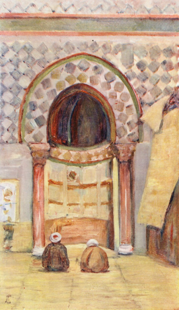 Il Mirhab nella moschea di Sidi Okbar, Kairouan (litografia a colori) da Augustine Fitzgerald