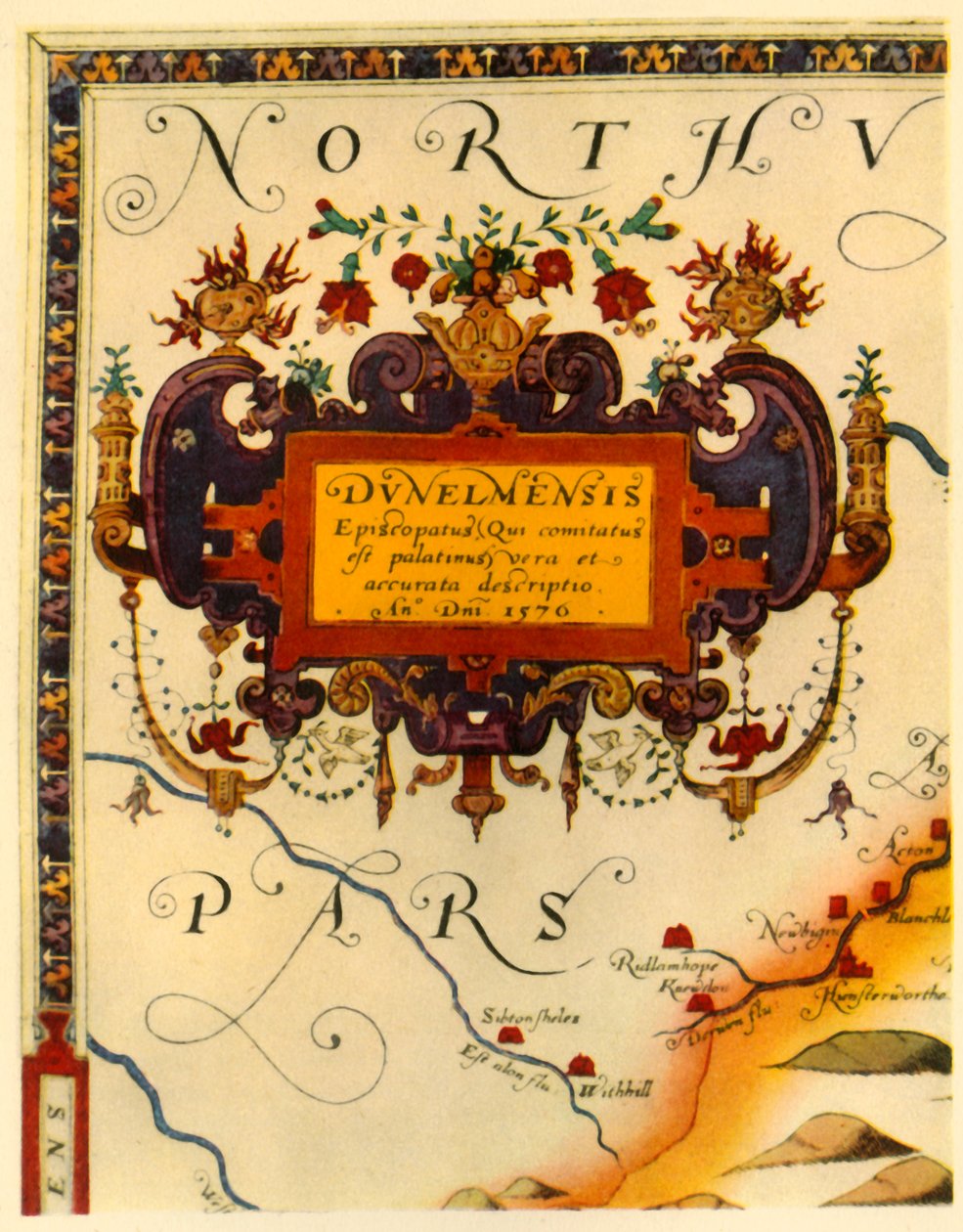 Cartiglio di A. Ryther sulla Mappa di Saxton di Durham, 1576, 1944 da Augustine Ryther