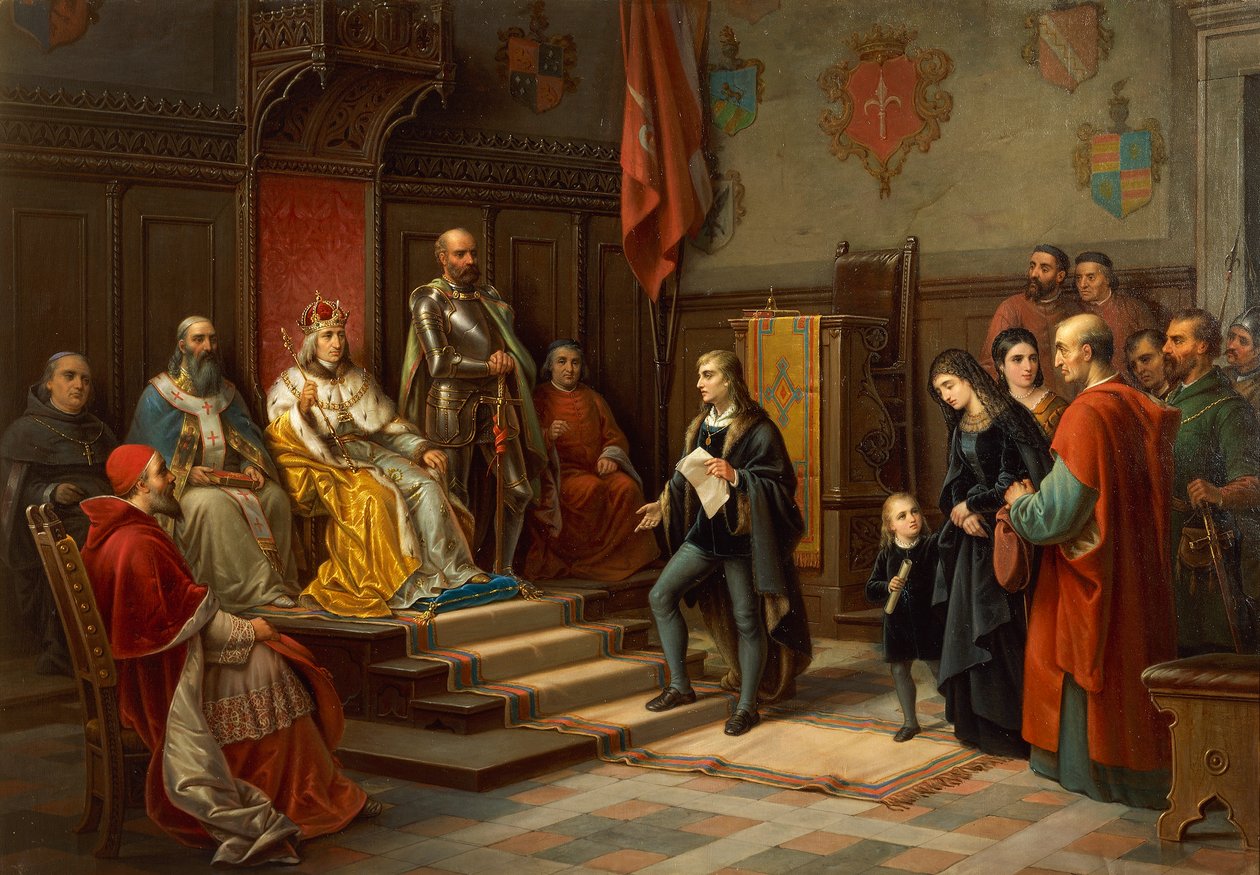 Federico III, pressato a marciare contro i Turchi dal poeta triestino Raffaele Zovenzoni, di Augusto Tominz da Augusto Tominz