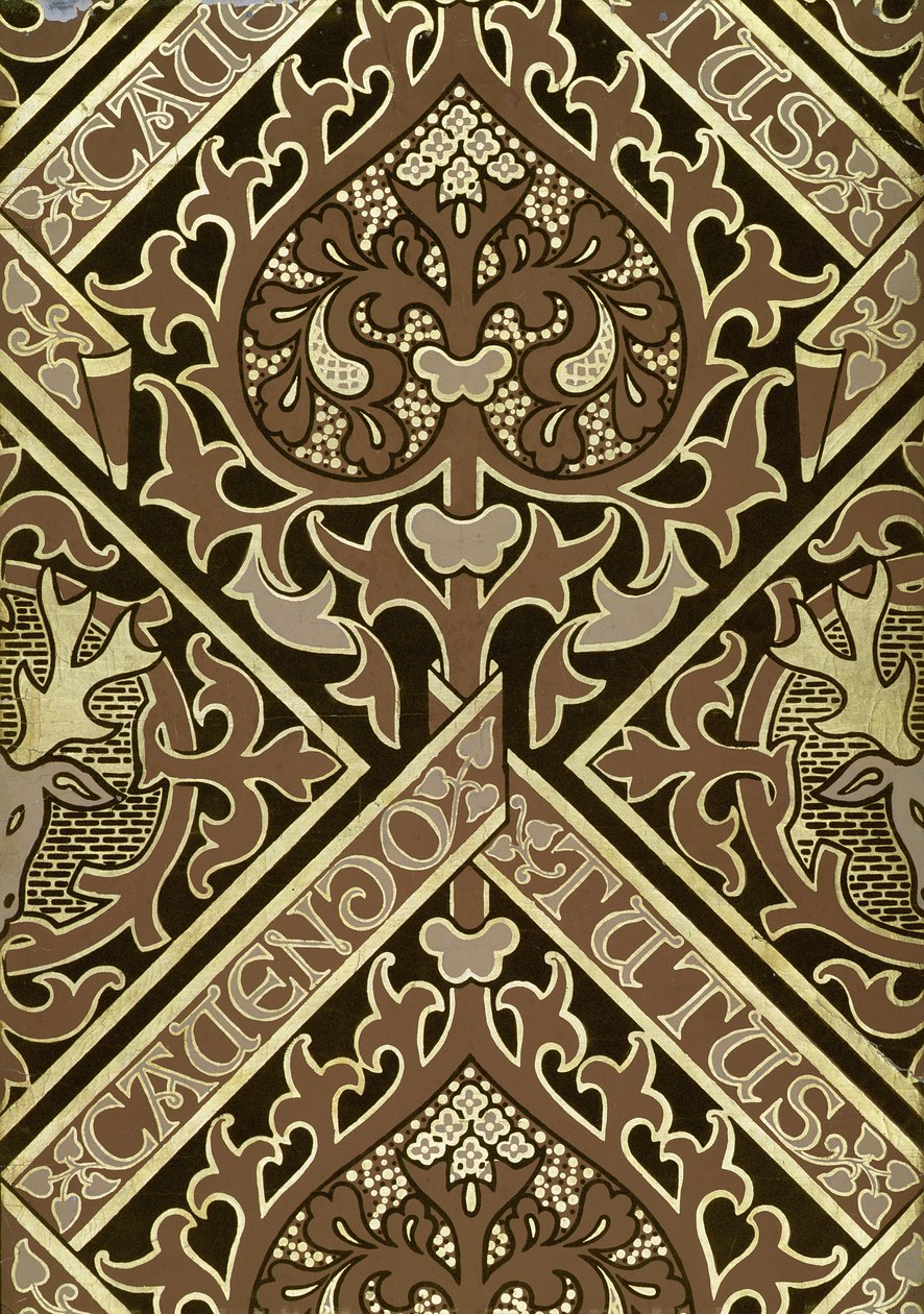 Disegno di carta da parati ecclesiastica a mosaico da Augustus Welby Northmore Pugin