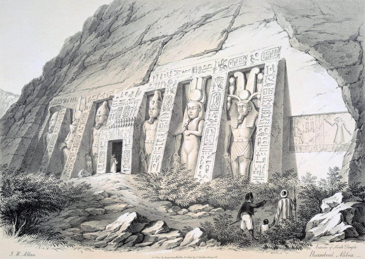 Esterno del Tempio Nord, Ebsamboul, Nubia, c1850 da Augustus Butler