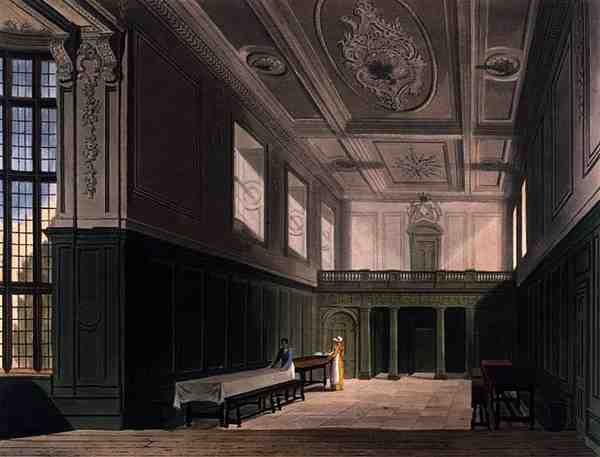 La sala del Sidney College, Cambridge, da 