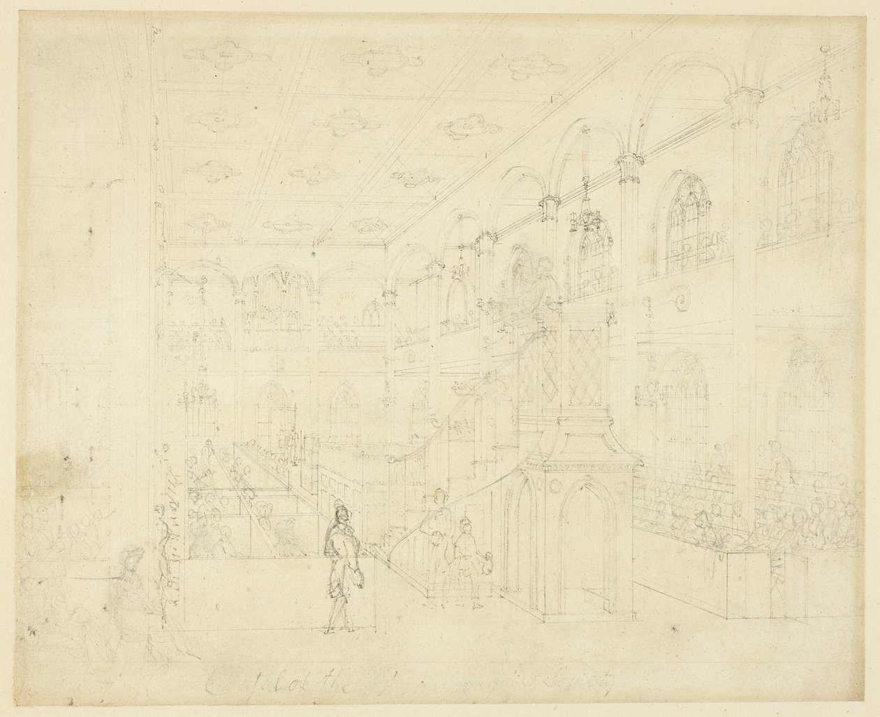 Studio per la Cappella della Società Filantropica, da Microcosmo di Londra da Augustus Charles Pugin