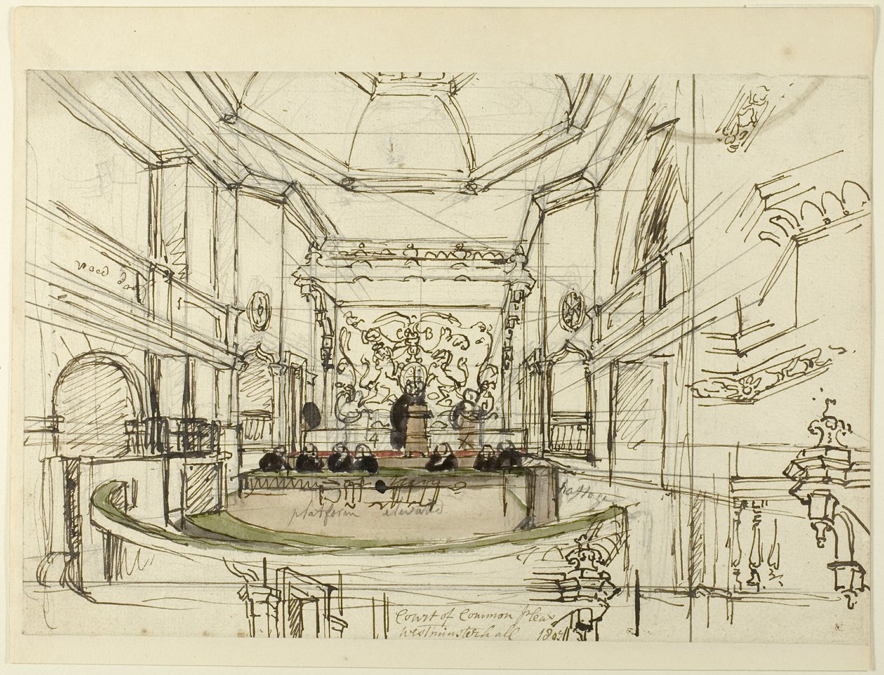 Studio per la Court of Common Pleas, Westminster Hall, da Microcosmo di Londra da Augustus Charles Pugin