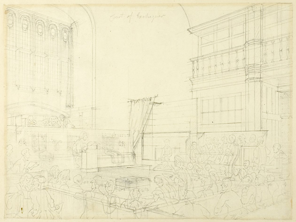 Studio per la Corte dello Scacchiere, da Microcosmo di Londra da Augustus Charles Pugin