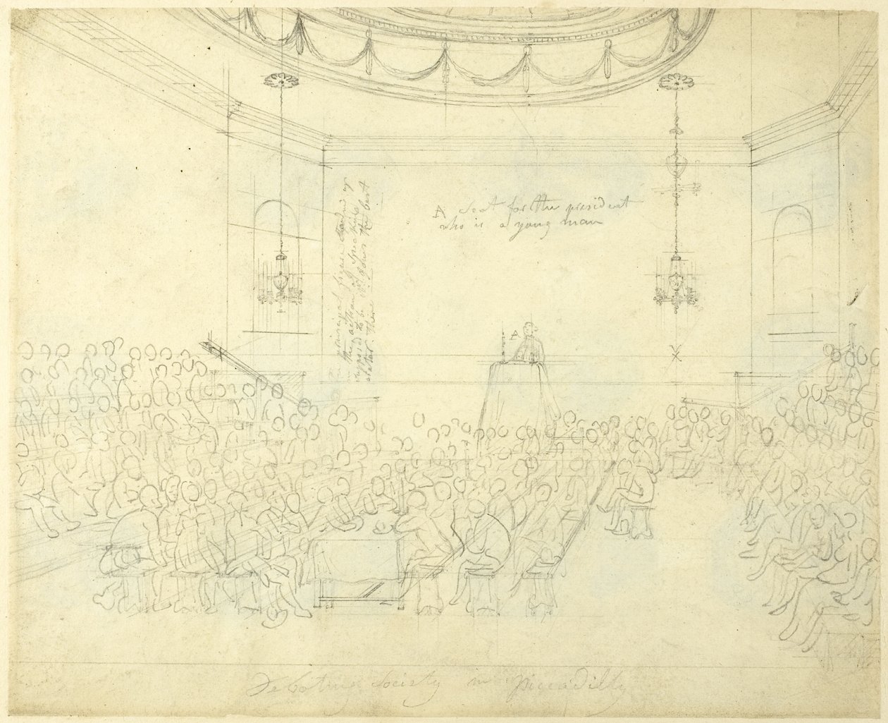 Studio per la Debating Society di Piccadilly, da Microcosmo di Londra da Augustus Charles Pugin
