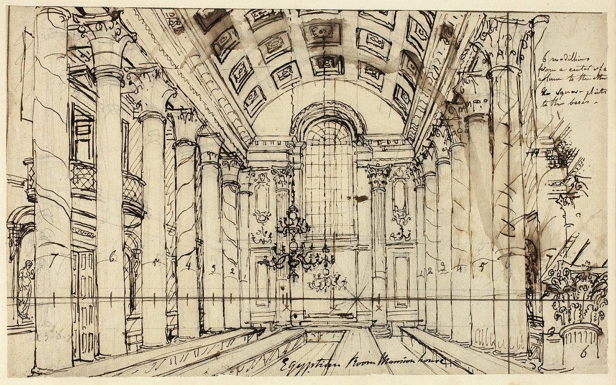 Studio per Egyptian Hall Mansion House, da Microcosm of London da Augustus Charles Pugin