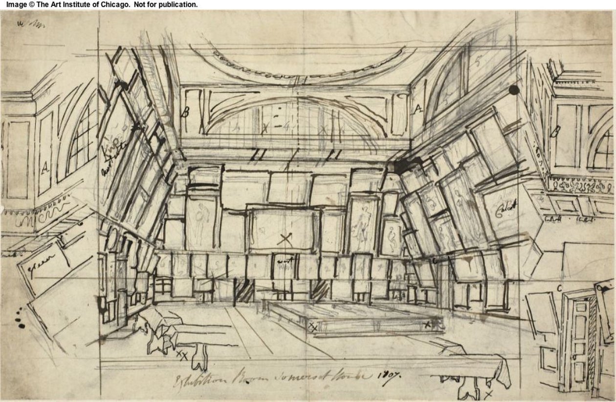 Studio per la Sala delle Esposizioni, Somerset House, da Microcosm of London da Augustus Charles Pugin