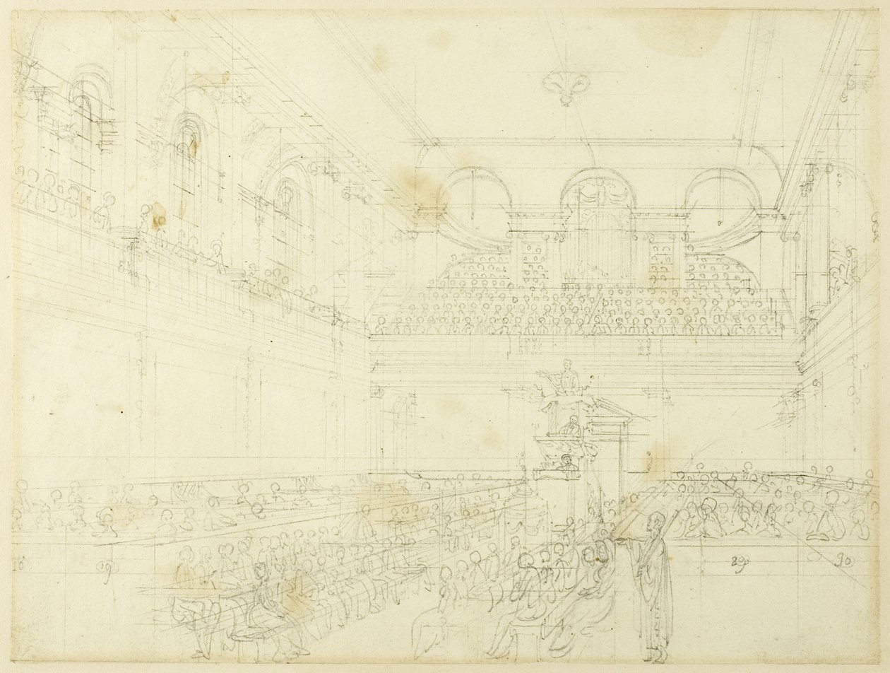 Studio per il Foundling Hospital, la cappella, da Microcosmo di Londra da Augustus Charles Pugin