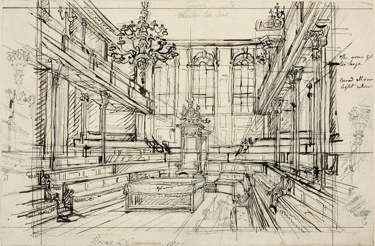 Studio per la Camera dei Comuni, da Microcosmo di Londra da Augustus Charles Pugin