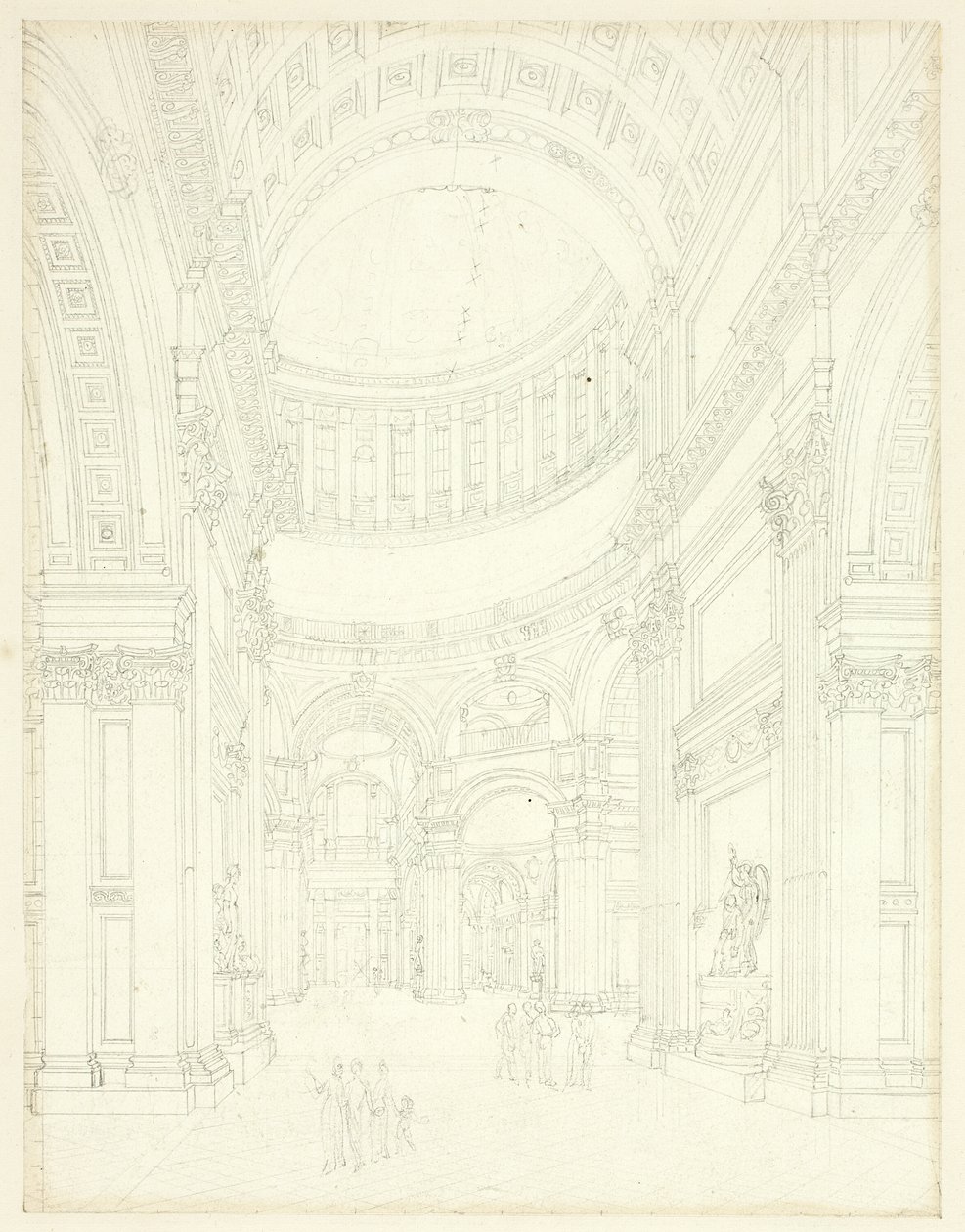 Studio per la Cattedrale di San Paolo, da Microcosmo di Londra da Augustus Charles Pugin
