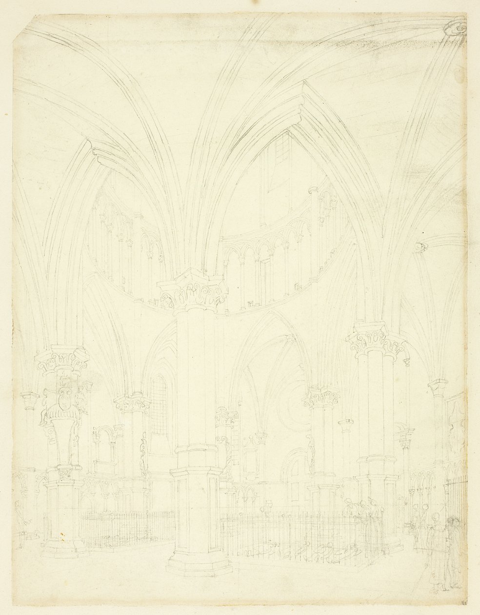 Studio per la Temple Church, da Microcosm of London da Augustus Charles Pugin