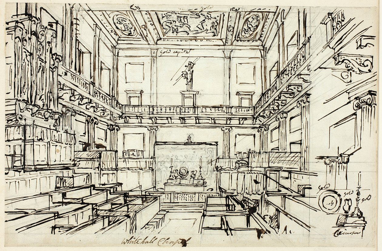 Studio per la Cappella di Whitehall, da Microcosm of London da Augustus Charles Pugin