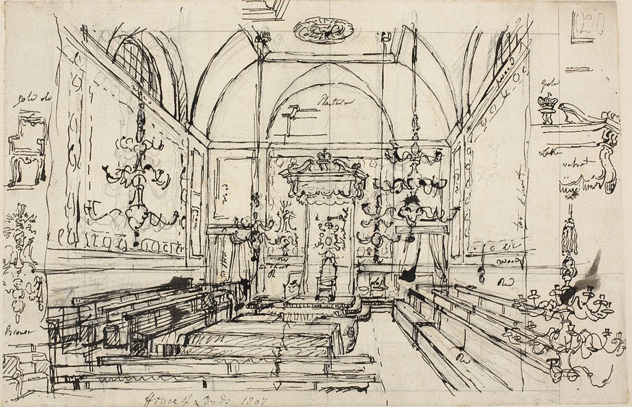 Studio per la Camera dei Lord da Augustus Charles Pugin