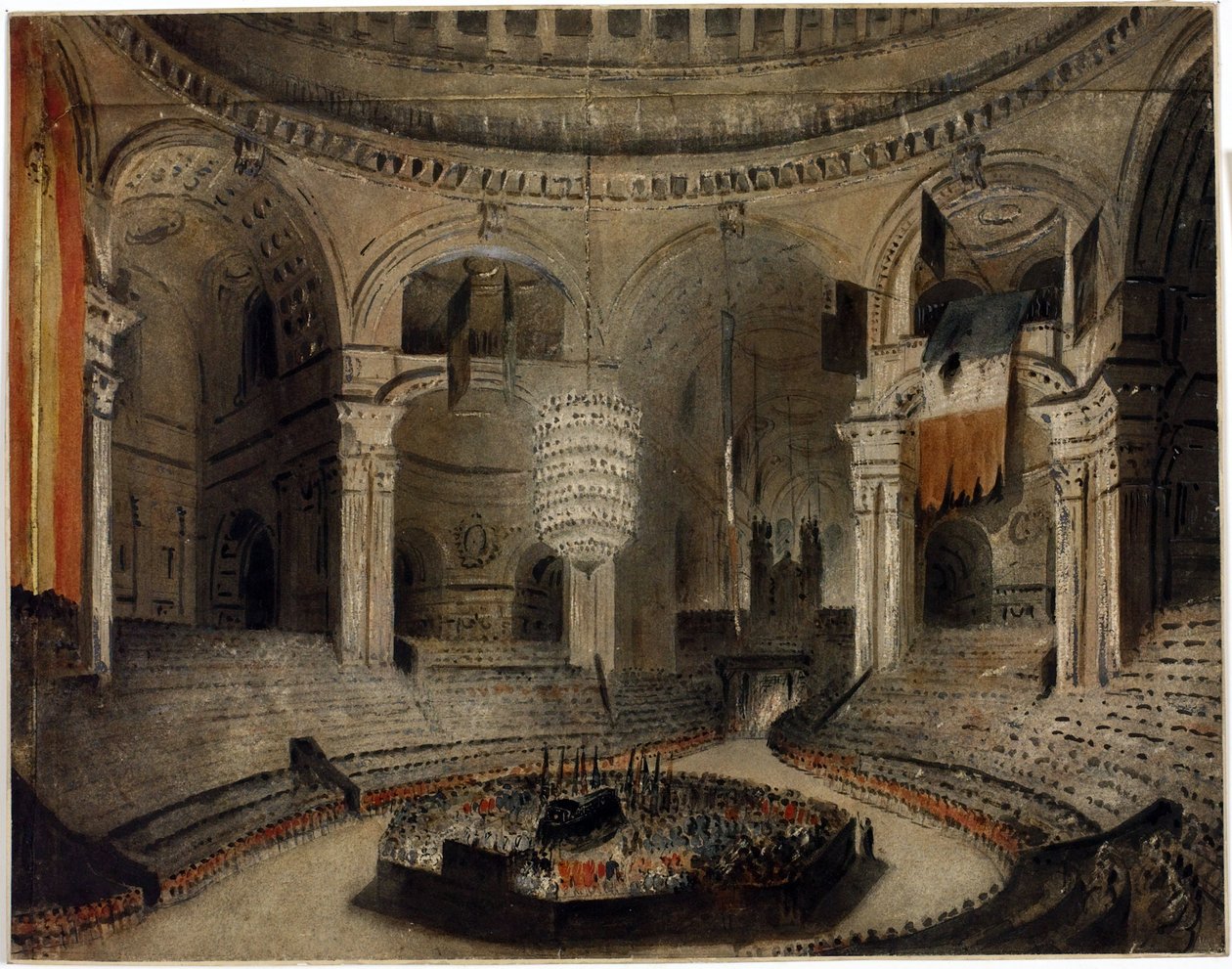 La sepoltura di Lord Horatio Nelson (1758-1805), nella Chiesa di San Paolo (Londra, Inghilterra), 9 gennaio da Augustus Charles Pugin