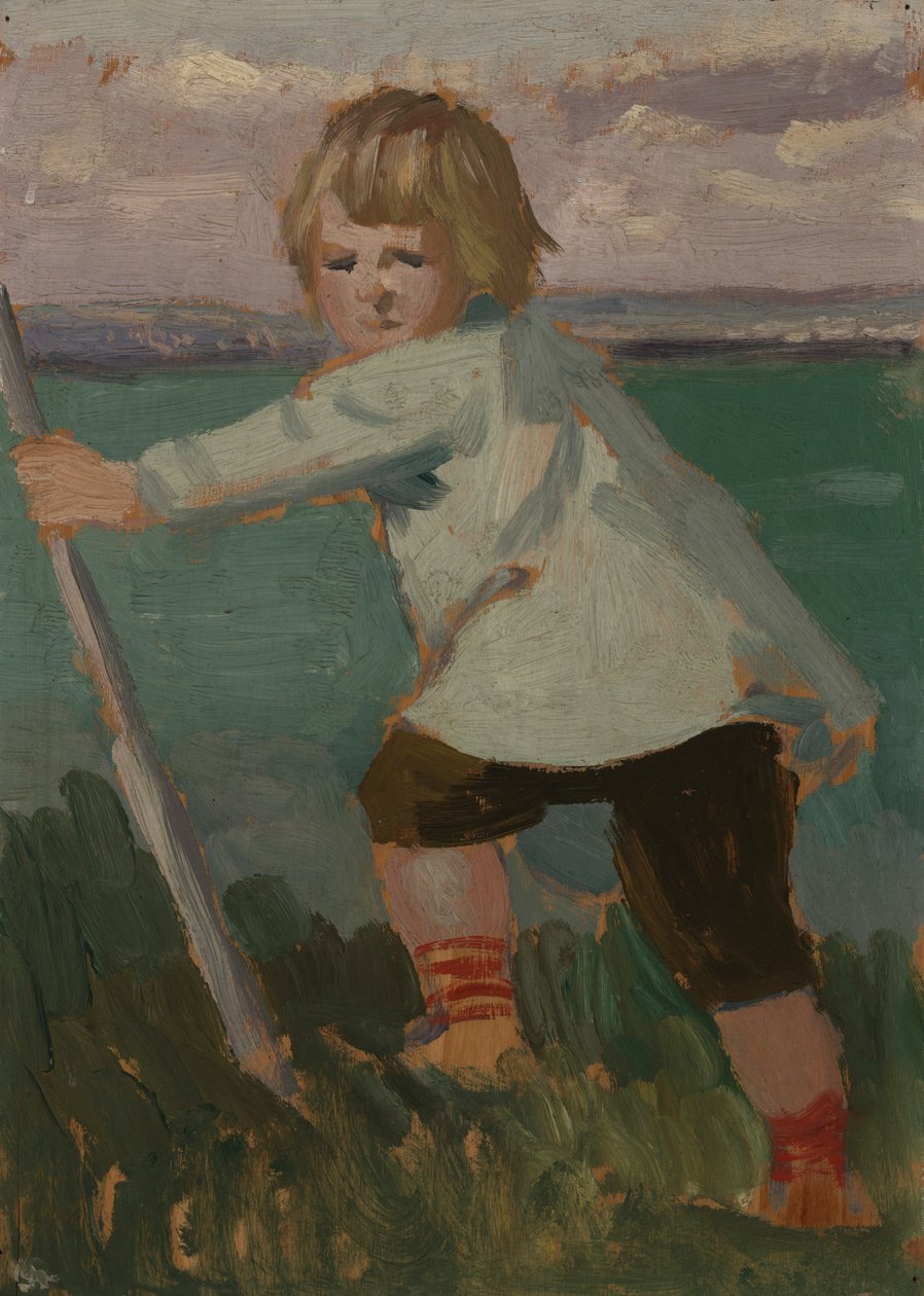 Ragazzo su una scogliera appoggiato a un bastone da Augustus John
