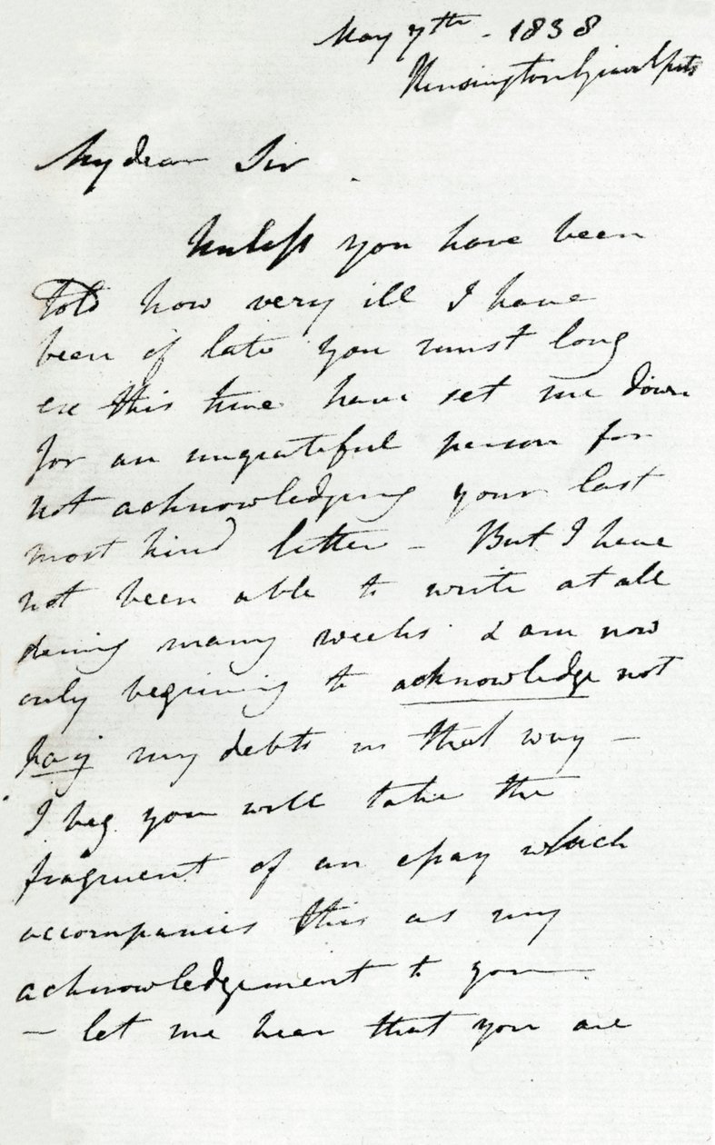 Lettera di Augustus Wall Callcott, 7 maggio 1838, 1904 da Augustus Wall Callcott