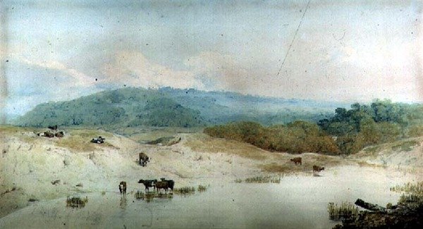 Veduta nello Yorkshire, fiume e bestiame da Augustus Wall Callcott