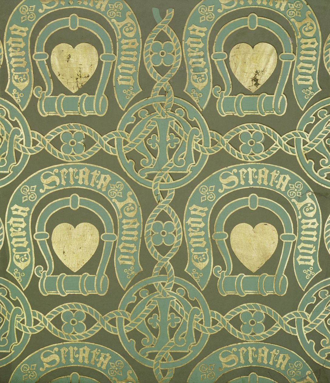Motivo a Cuore, Disegno di Carta da Parati Ecclesiastica da Augustus Welby Northmore Pugin