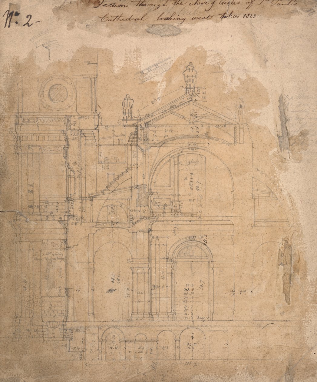 Sezione attraverso la Navata della Cattedrale di San Paolo Guardando a Ovest da Augustus Welby Northmore Pugin