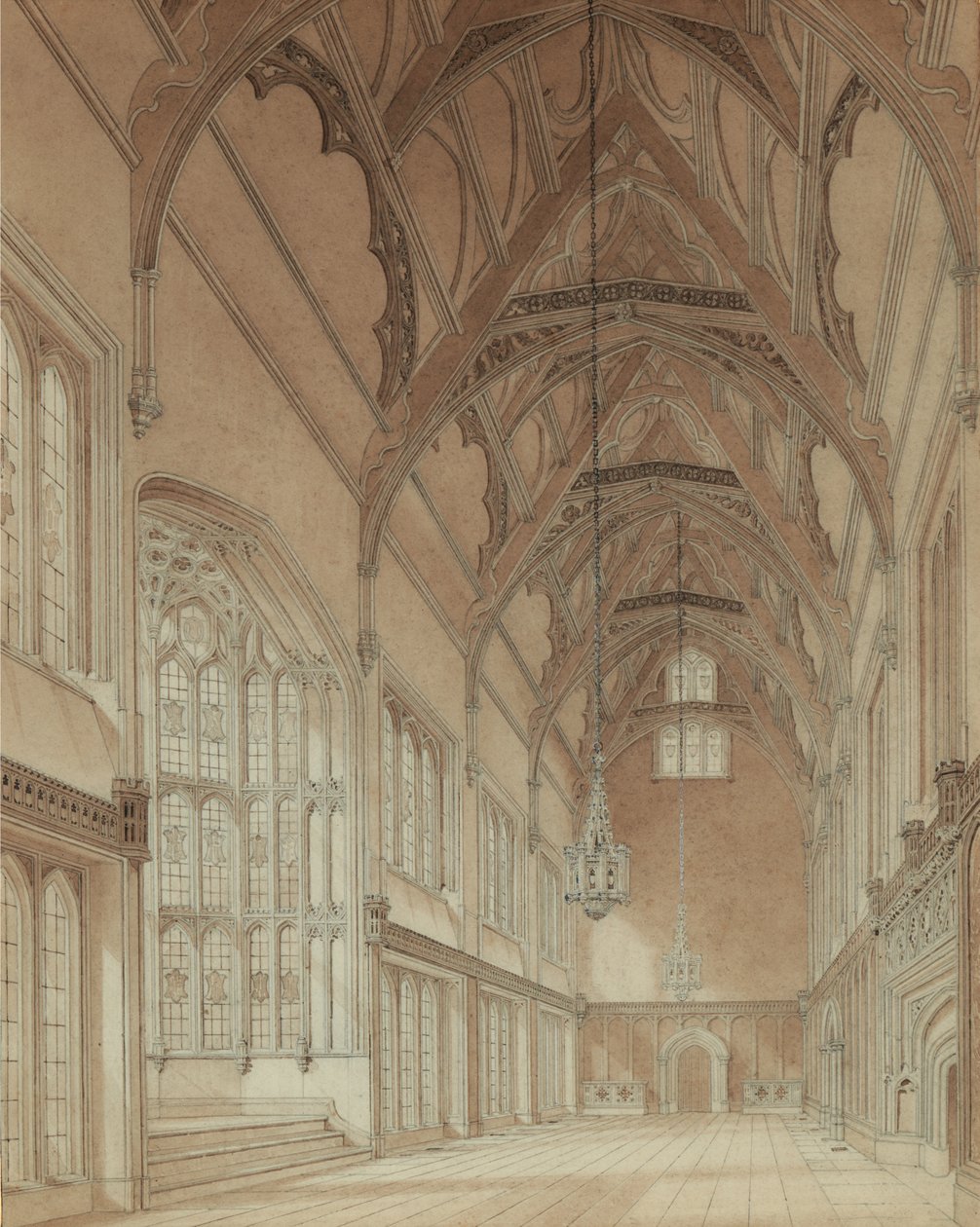 Interno di una sala del college da Augustus Welby Pugin