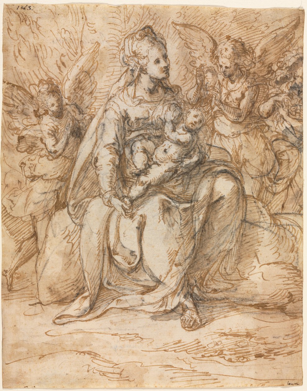 Madonna col Bambino e angeli, fine 1500 da Aurelio Luini