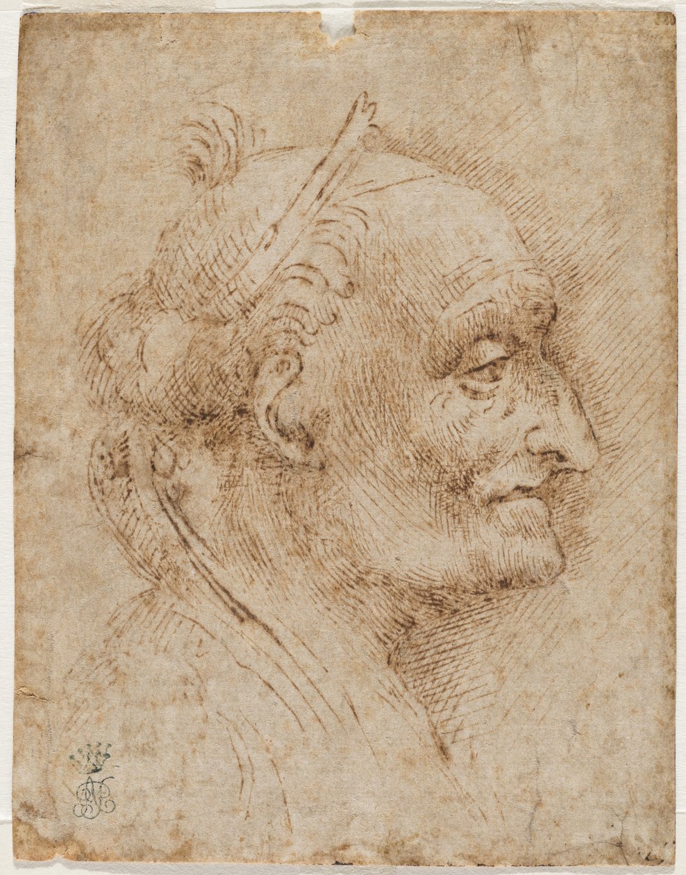 Vecchia testa di volta a destra, XVI secolo da Aurelio Luini