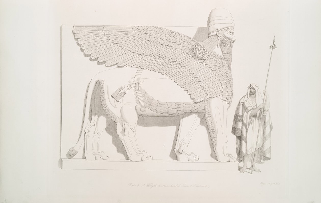 Un leone alato con testa umana da Nimroud [Calah], 1849 da Austen Henry Layard