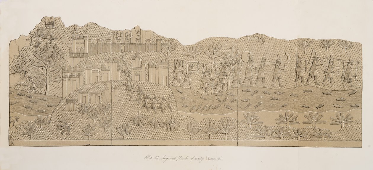 Assedio e saccheggio di una città (Kouyunjik), dai Monumenti di Ninive, pub. 1849 da Austen Henry Layard