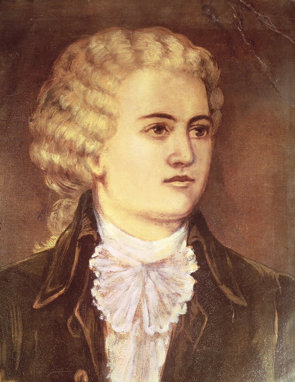 Wolfgang Amadeus Mozart (1756-91) durante il suo soggiorno a Praga nel 1787 da Austrian School
