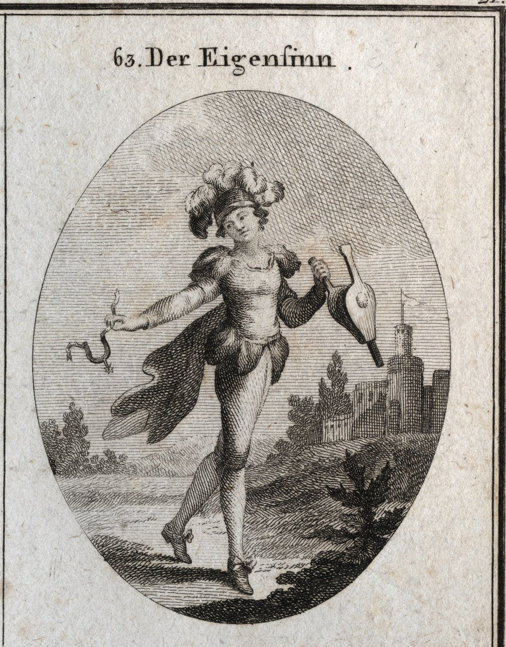Allegoria del capriccio. Il suo costume e le piume segnano l