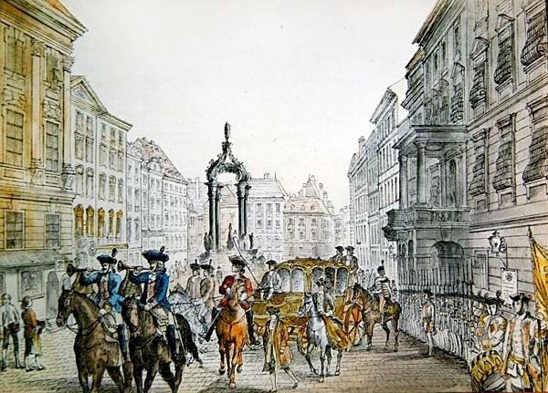 Corteo imperiale nel Graben, Vienna, inizio XIX secolo (incisione) da Austrian School