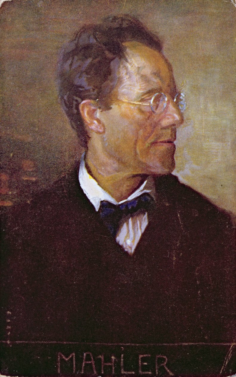 Cartolina con ritratto di Gustav Mahler (1860-1911) 1910 circa (litografia a colori) da Austrian School
