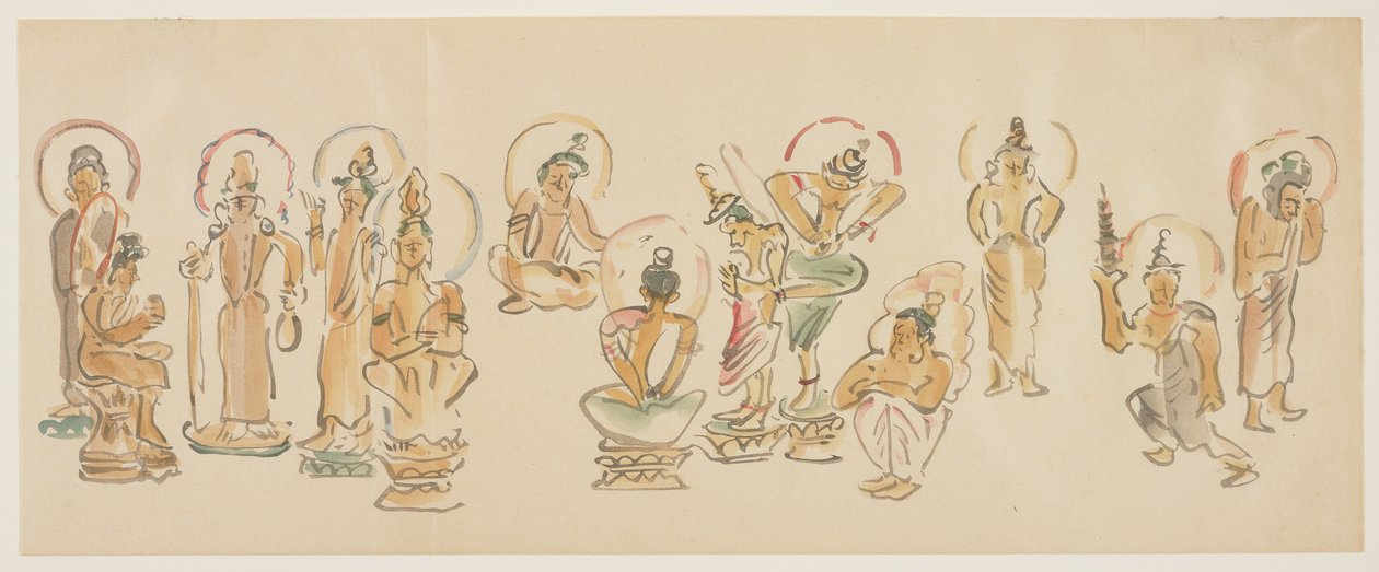 (Caricature del tempio di Asakusa Kannon), c. 1900 da Awashima Kangestu