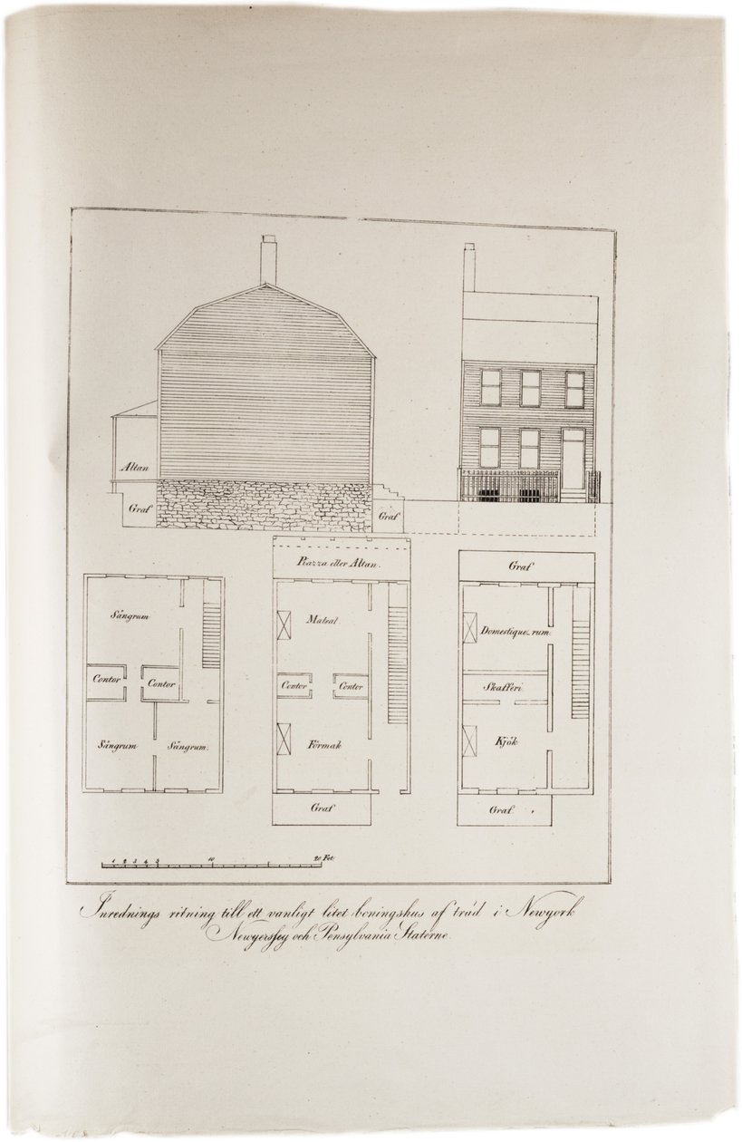 Progetto di una tipica abitazione di New York, da un Atlante degli Stati Uniti, 1824 da Axel Leonhard Klinckowström