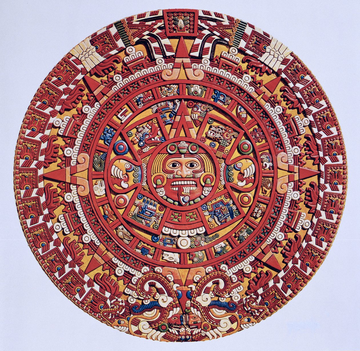 Ricreazione immaginaria di un calendario della Pietra del Sole azteca da Aztec