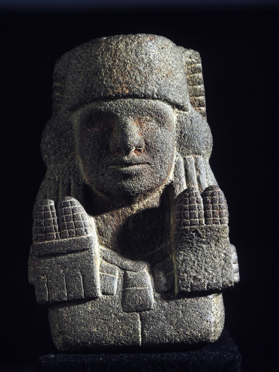 Arte azteca: rappresentazione di Chicomecoatl (chiamata anche Xilonen), dea del mais e della fertilità. Museo Nazionale di Antropologia, Messico da Aztec Aztec