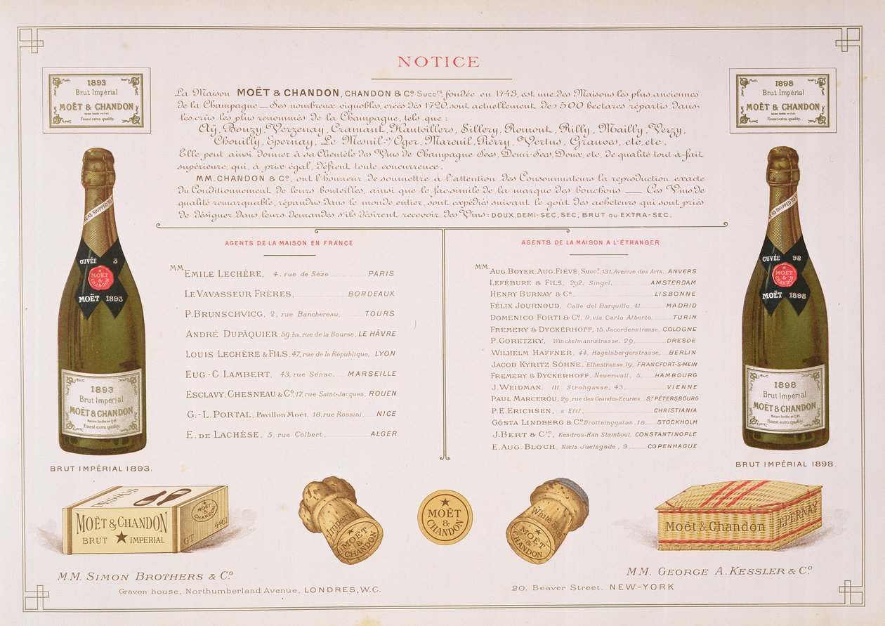Agenti in tutto il mondo e campioni di imballaggio, da Le France Vinicole, pub. da Moet & Chandon, Epernay da B. Arnaud