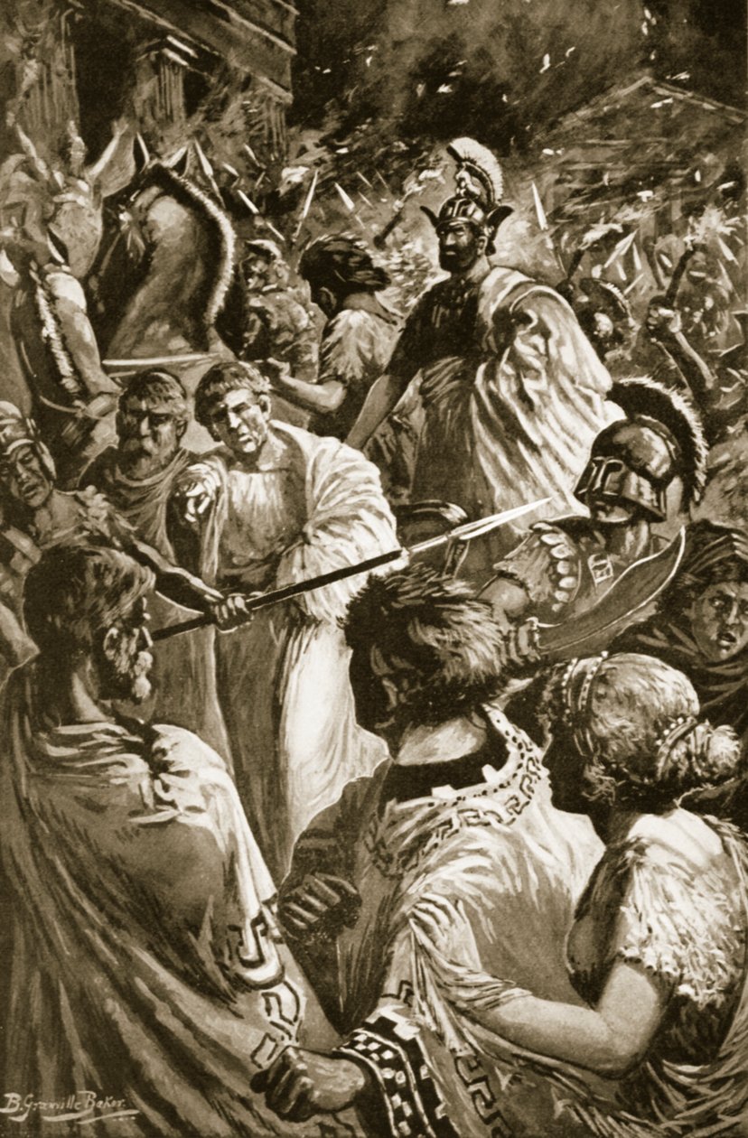 Il Sacco di Olinto, 348 a.C., illustrazione da 