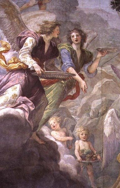 Cristo servito dagli angeli (dettaglio) da Baldassare  Franceschini