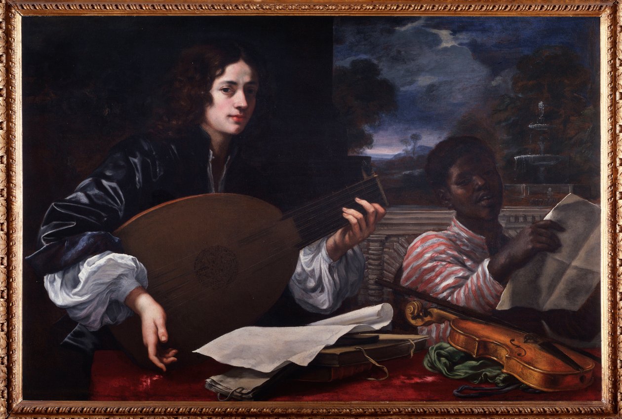 Ritratto di Suonatore di Liuto con Cantante Nero da Baldassare Franceschini