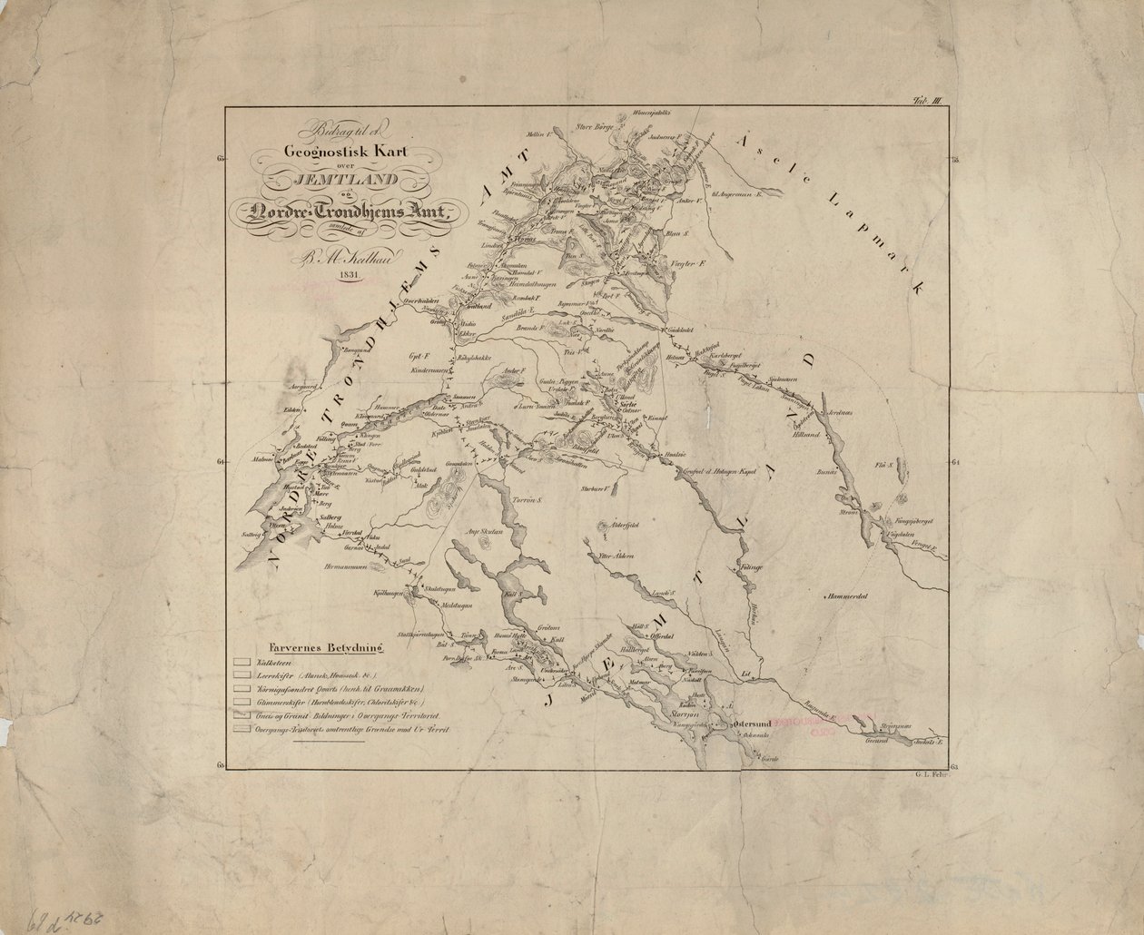 La mappa è pubblicata (1831) e mostra Jemtland da Baltazar Mathias Keilhau