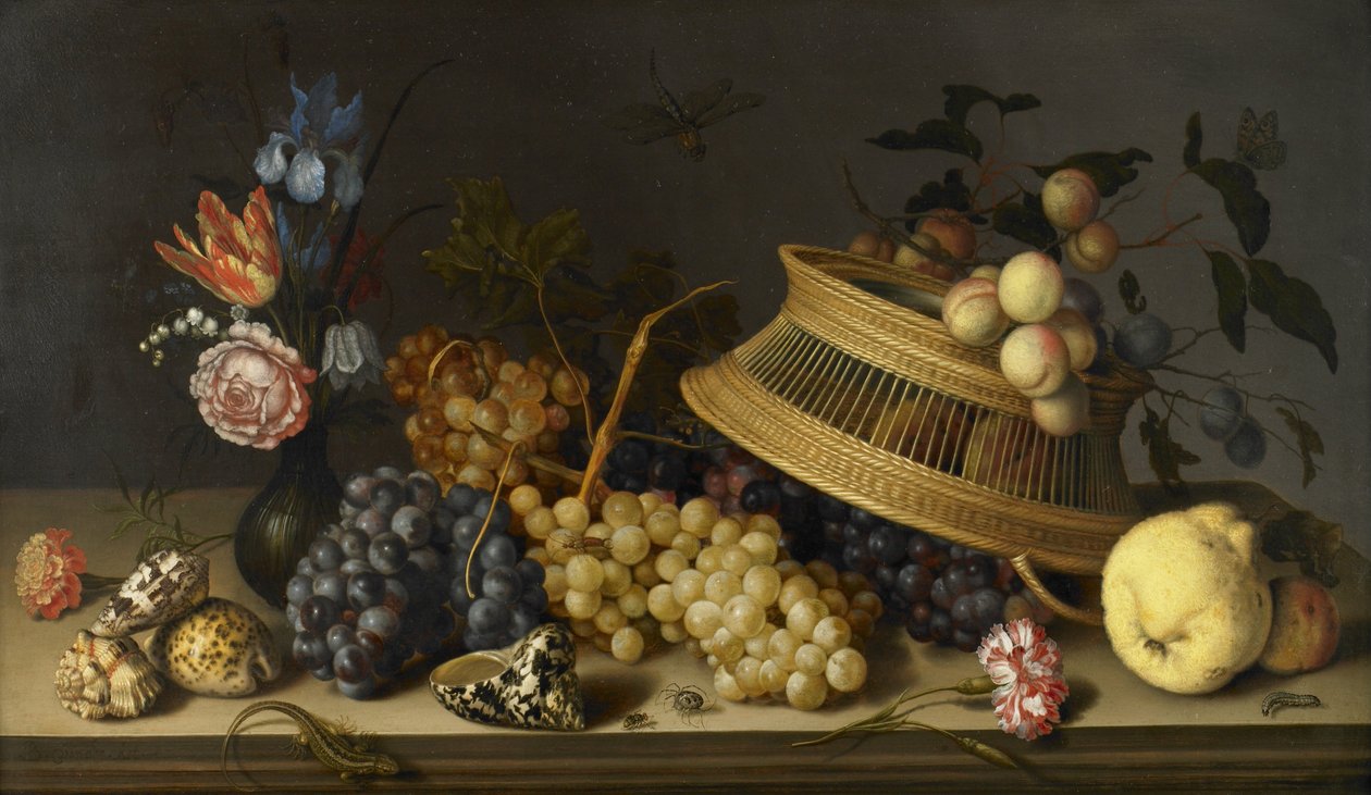 Natura morta di fiori, frutta, conchiglie e insetti da Balthasar van der Ast