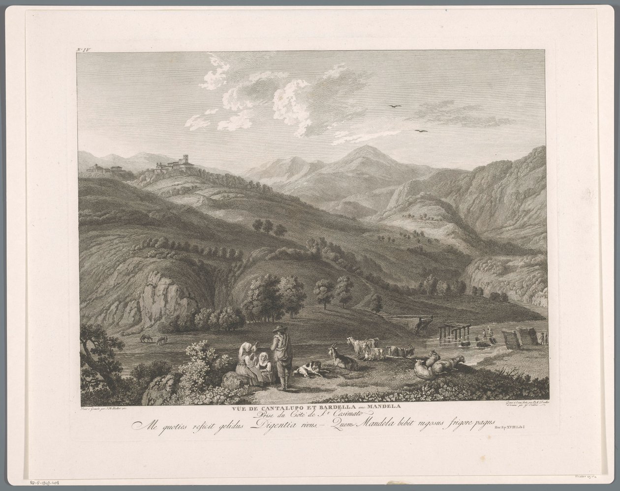 Veduta di Cantalupo Bardella a Mandela (Suite di VI vedute dei dintorni di Roma) da Balthasar Anton Dunker